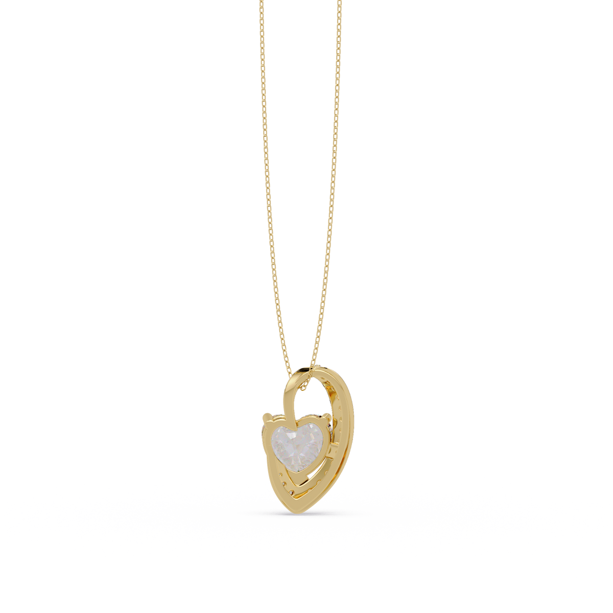 Heart Shape Lab Grown Diamond Open Curve Pendant - HIGHCARAT DIAMONDS