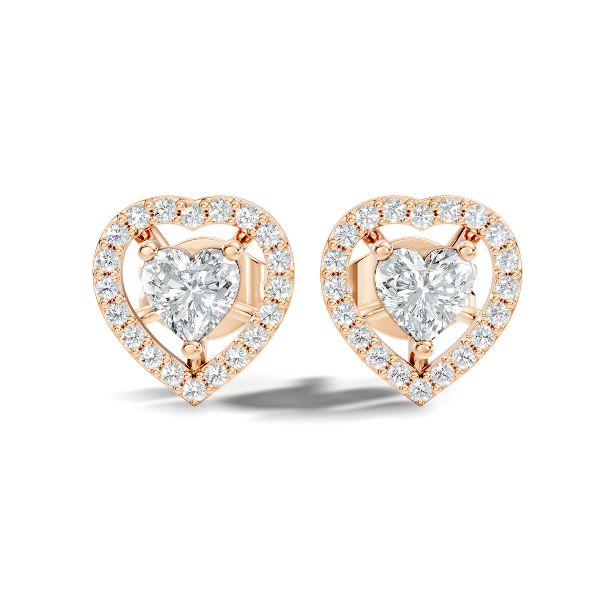 Round & Heart Shape Lab Grown Diamond 10k Solid Rose Gold Unique Diamond Earrings Anniversary Gift For Women - HIGHCARAT DIAMONDS