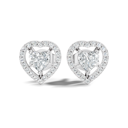 Round & Heart Shape Lab Grown Diamond 10k Solid Rose Gold Unique Diamond Earrings Anniversary Gift For Women - HIGHCARAT DIAMONDS