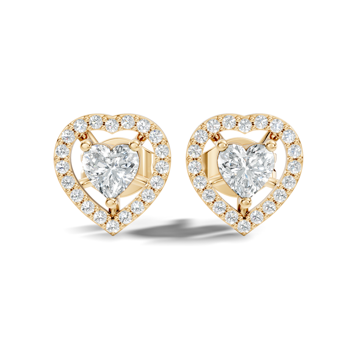 Round & Heart Shape Lab Grown Diamond 10k Solid Rose Gold Unique Diamond Earrings Anniversary Gift For Women - HIGHCARAT DIAMONDS
