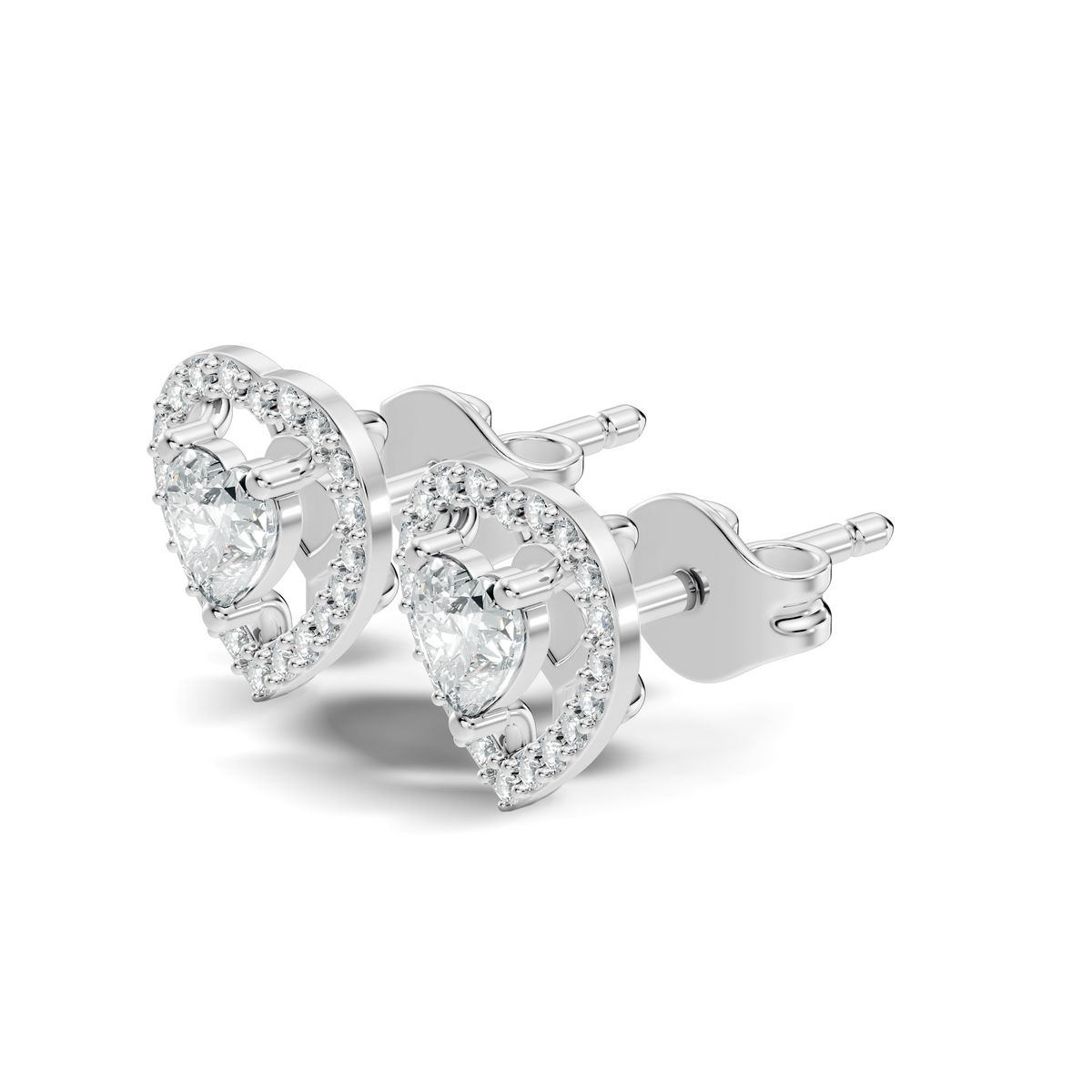 Round & Heart Shape Lab Grown Diamond 10k Solid Rose Gold Unique Diamond Earrings Anniversary Gift For Women - HIGHCARAT DIAMONDS