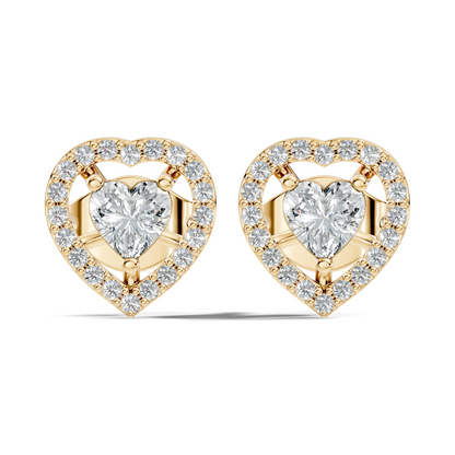 Round & Heart Shape Lab Grown Diamond 10k Solid Rose Gold Unique Diamond Earrings Anniversary Gift For Women - HIGHCARAT DIAMONDS