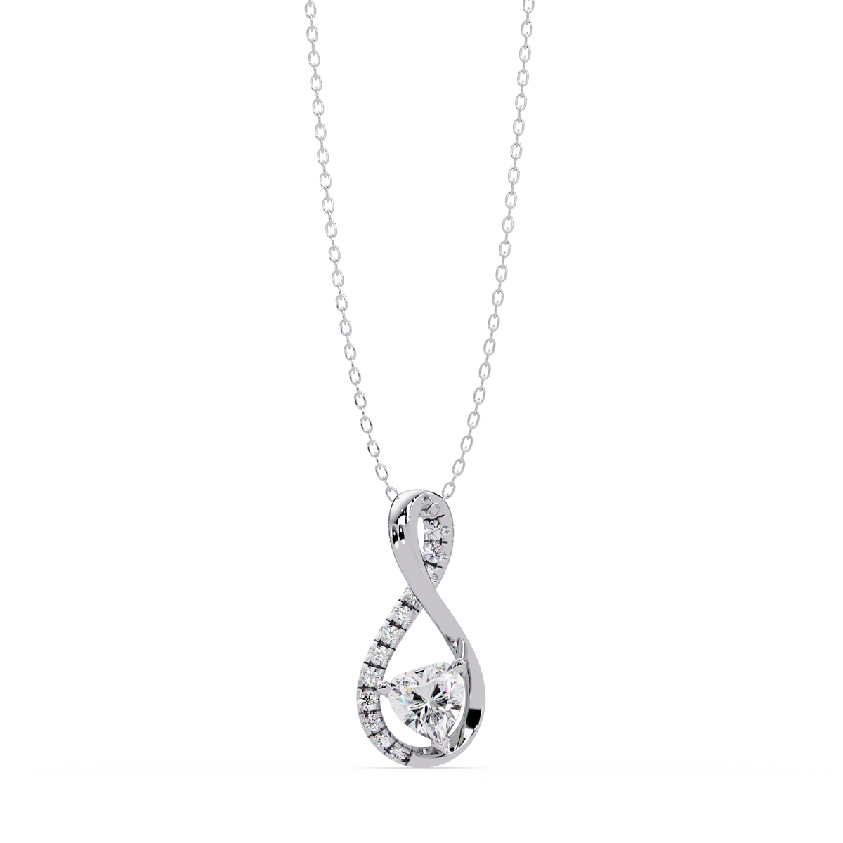 Heart Shape Lab Grown Diamond Twist Drop Pendant - HIGHCARAT DIAMONDS