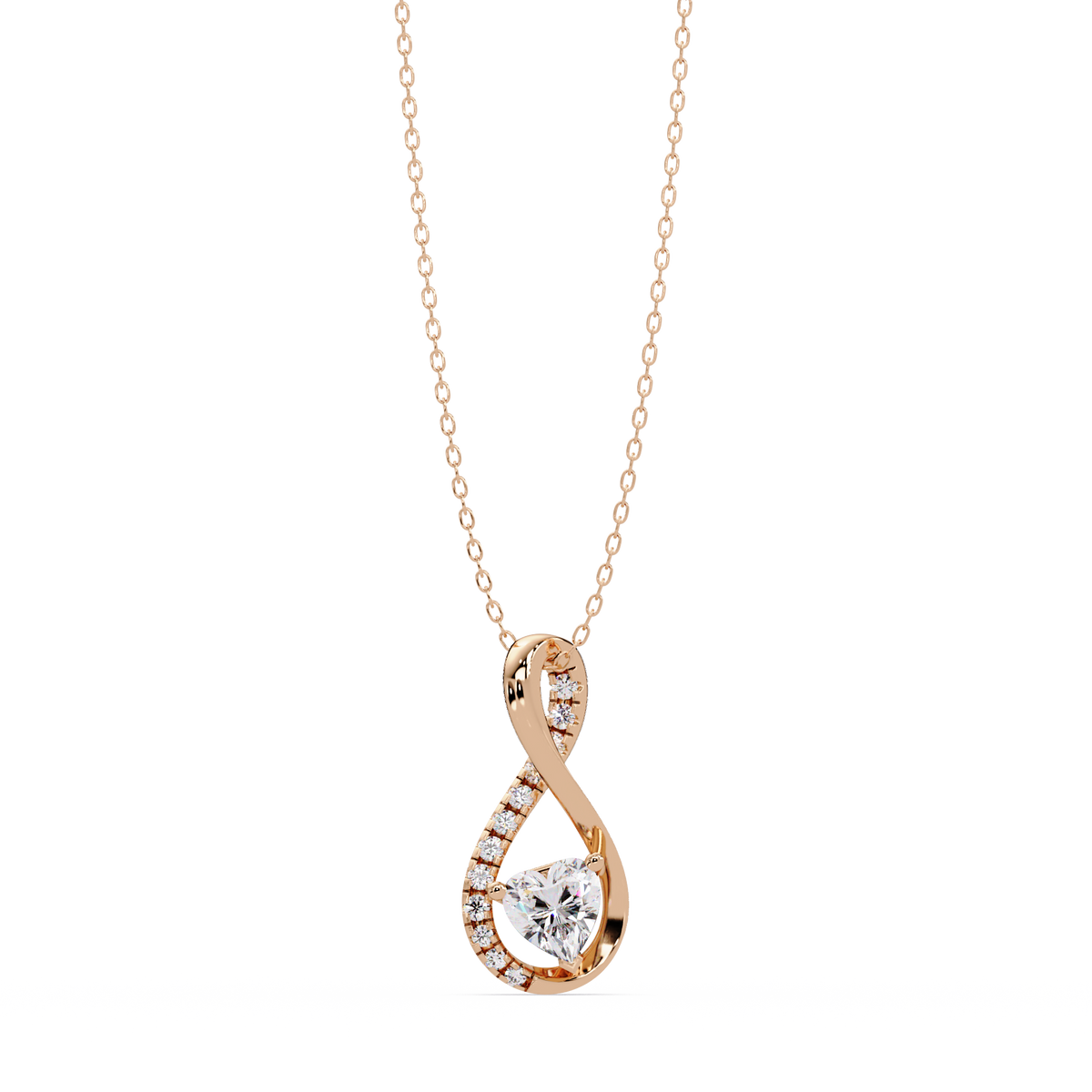 Heart Shape Lab Grown Diamond Twist Drop Pendant - HIGHCARAT DIAMONDS