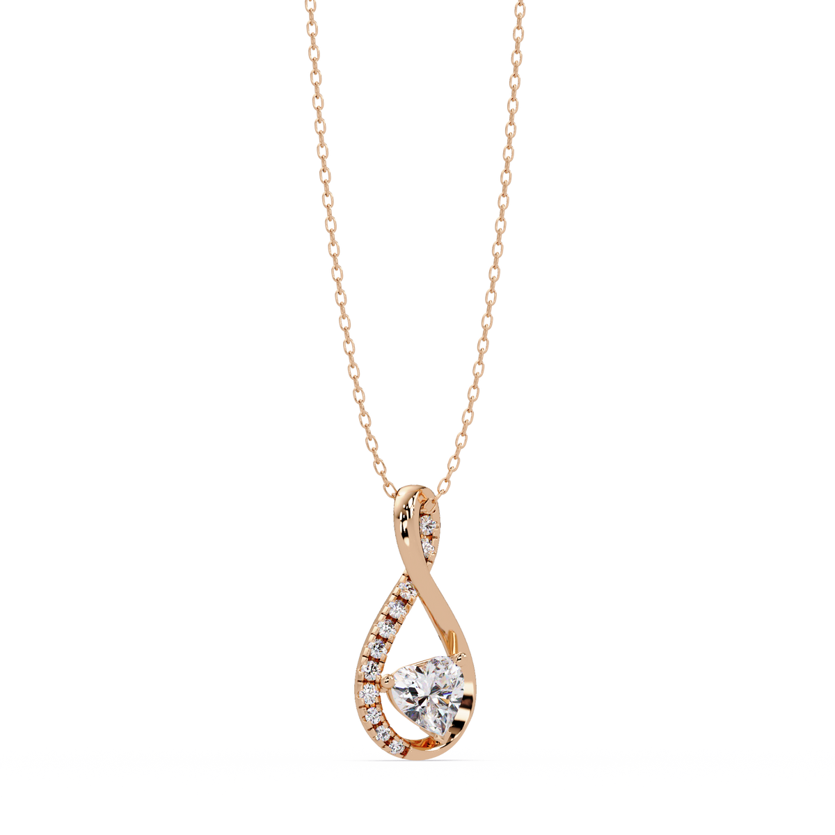 Heart Shape Lab Grown Diamond Twist Drop Pendant - HIGHCARAT DIAMONDS