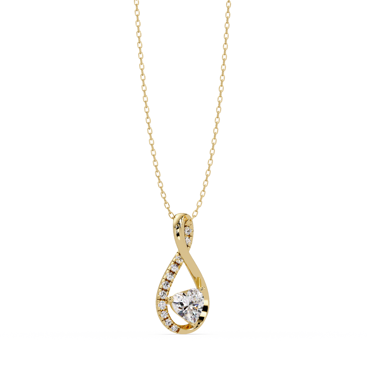 Heart Shape Lab Grown Diamond Twist Drop Pendant - HIGHCARAT DIAMONDS