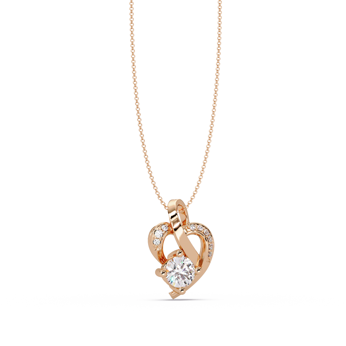 Heart Shape Lab Grown Diamond Twist Pendant - HIGHCARAT DIAMONDS