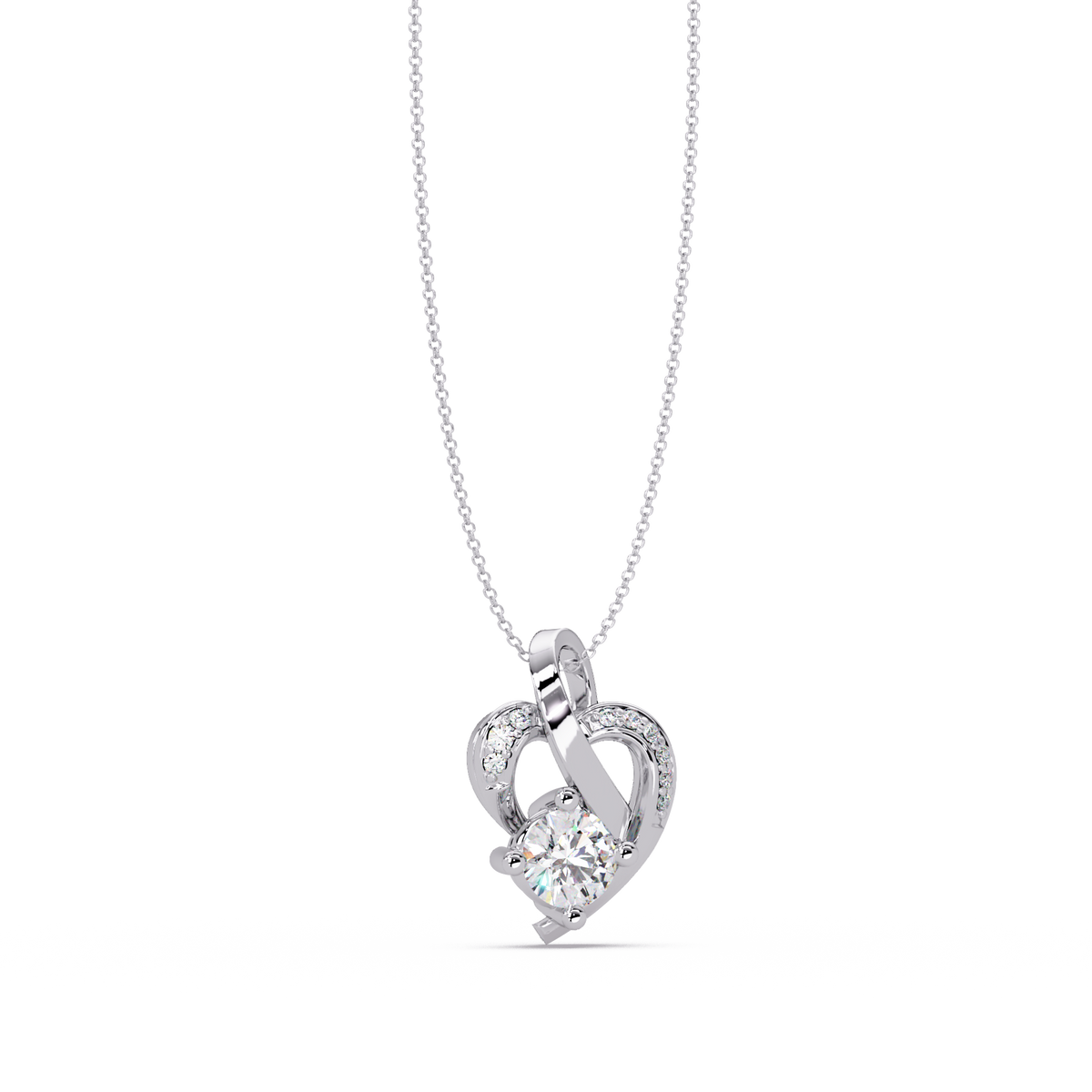 Heart Shape Lab Grown Diamond Twist Pendant - HIGHCARAT DIAMONDS
