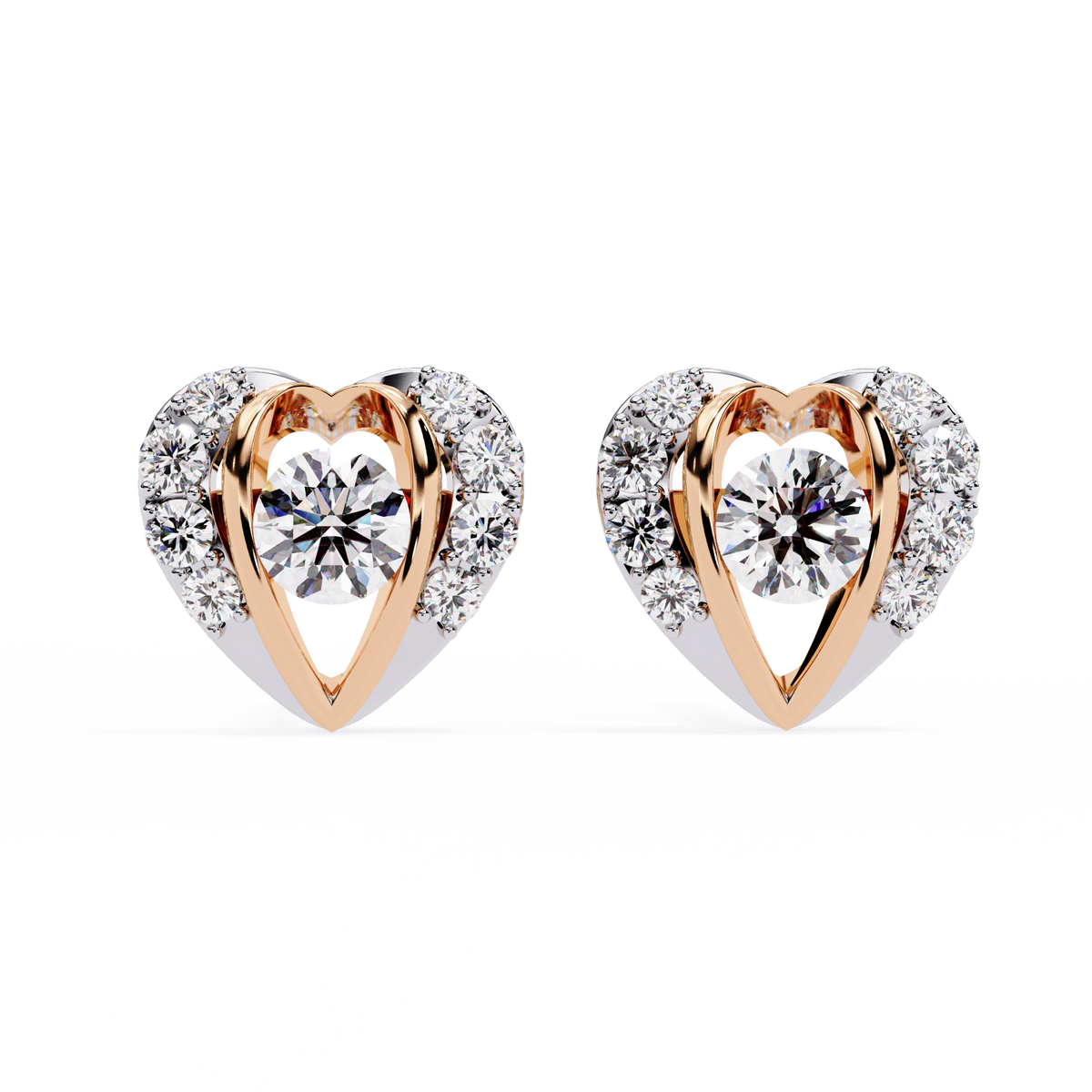 Heart Shape Round Cut Top Grade Diamond Vintage Delicate Antique Handmade Screw Back Stud Earring For Women's - HIGHCARAT DIAMONDS