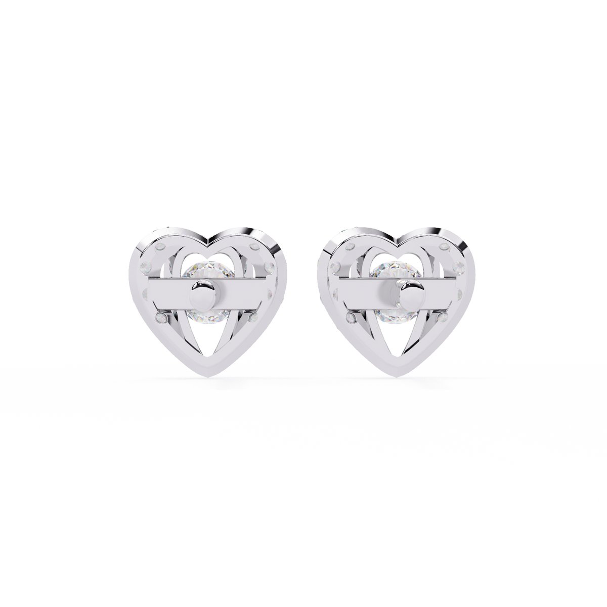 Heart Shape Round Cut Top Grade Diamond Vintage Delicate Antique Handmade Screw Back Stud Earring For Women's - HIGHCARAT DIAMONDS