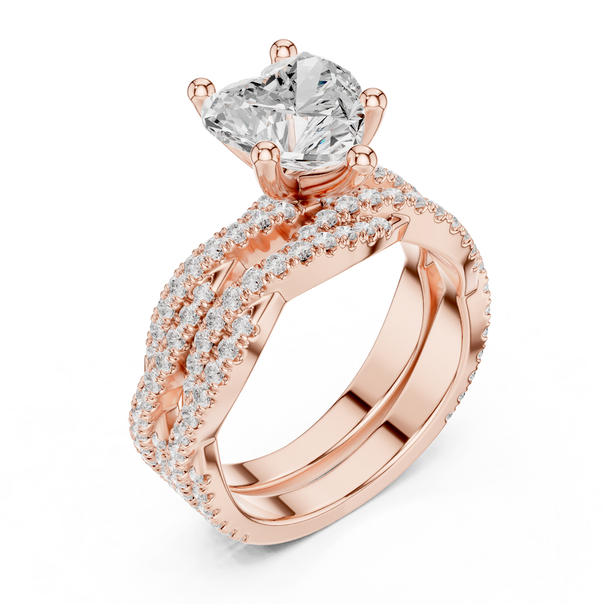 14 KT Solid White Gold Engagement Ring With Heart Cut Labgrown Diamond Perfect Gift For Valentine day - HIGHCARAT DIAMONDS