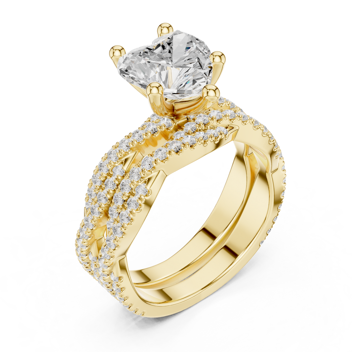 14 KT Solid White Gold Engagement Ring With Heart Cut Labgrown Diamond Perfect Gift For Valentine day - HIGHCARAT DIAMONDS