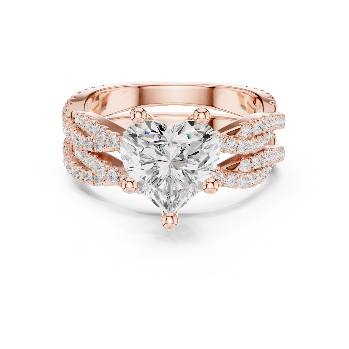 14 KT Solid White Gold Engagement Ring With Heart Cut Labgrown Diamond Perfect Gift For Valentine day - HIGHCARAT DIAMONDS