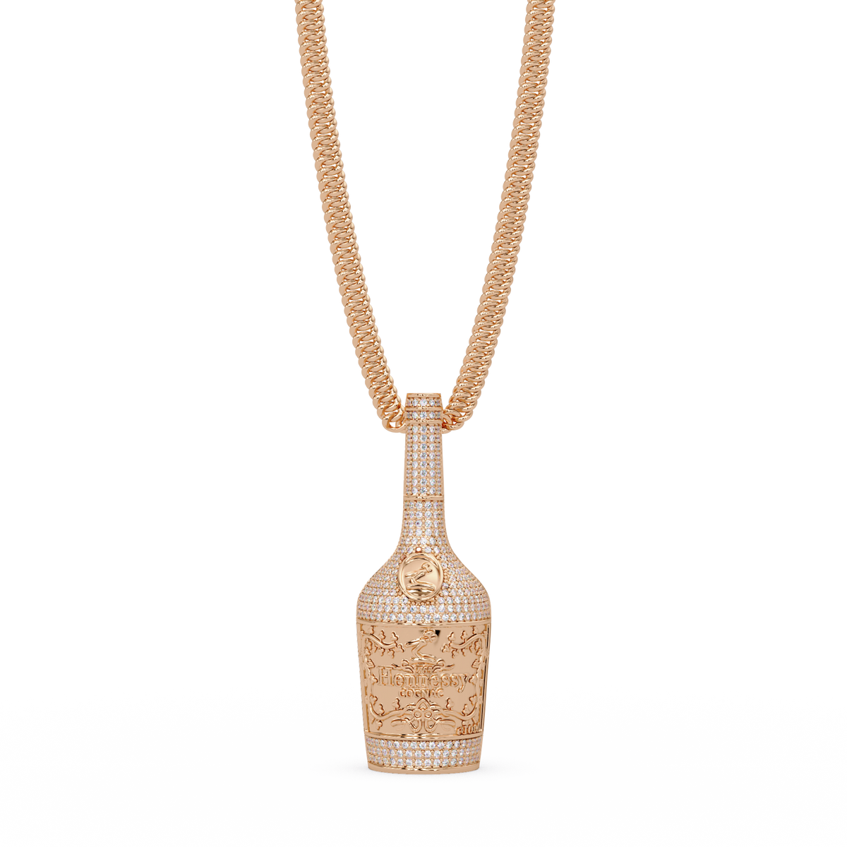 Hennessy Bottle Lab Grown Diamond Pendant Chain - HIGHCARAT DIAMONDS