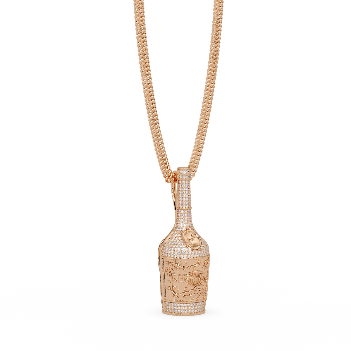 Hennessy Bottle Lab Grown Diamond Pendant Chain - HIGHCARAT DIAMONDS