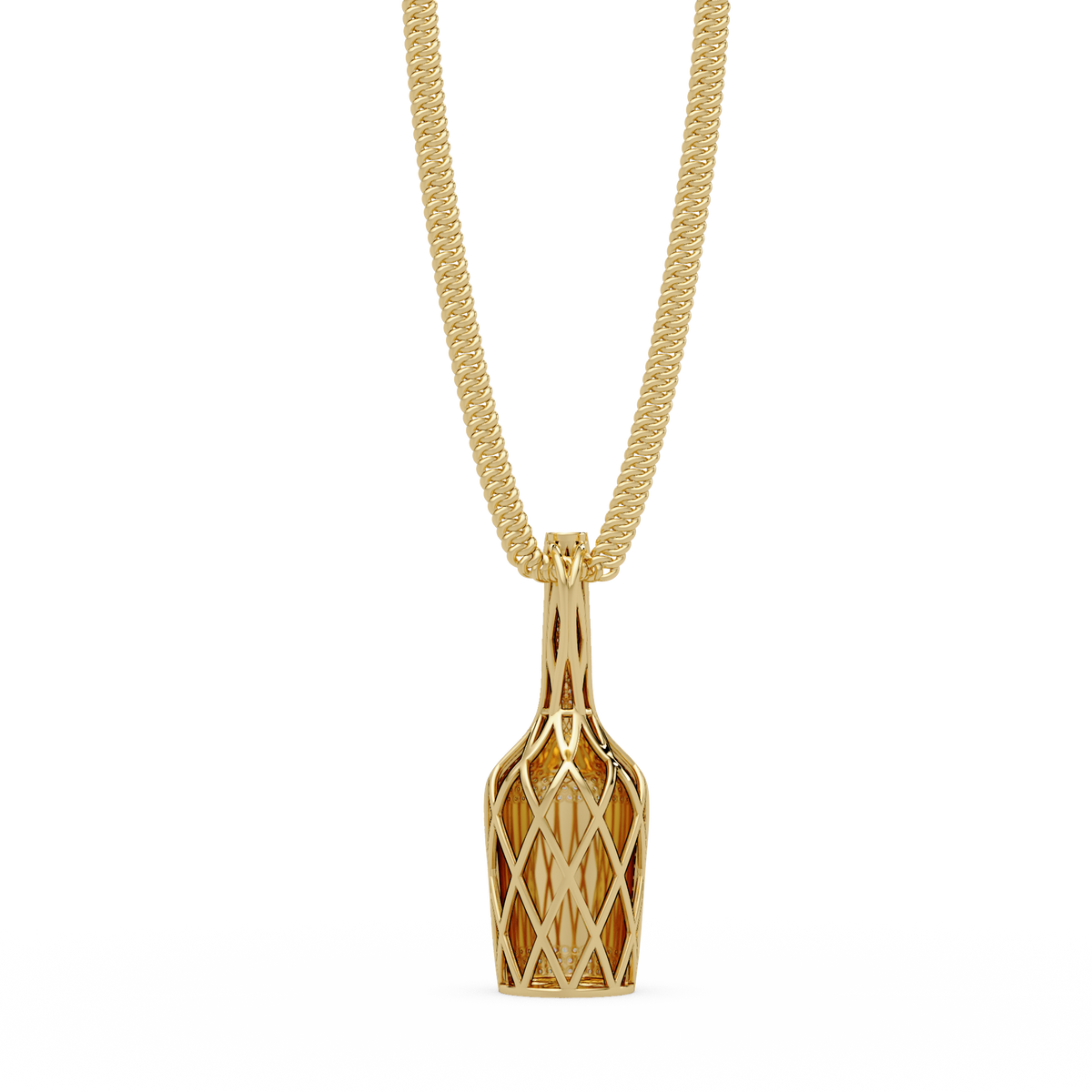 Hennessy Bottle Lab Grown Diamond Pendant Chain - HIGHCARAT DIAMONDS