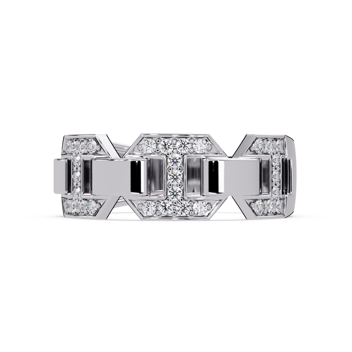 Hexagon Link Lab Grown Diamond Statement Ring - HIGHCARAT DIAMONDS