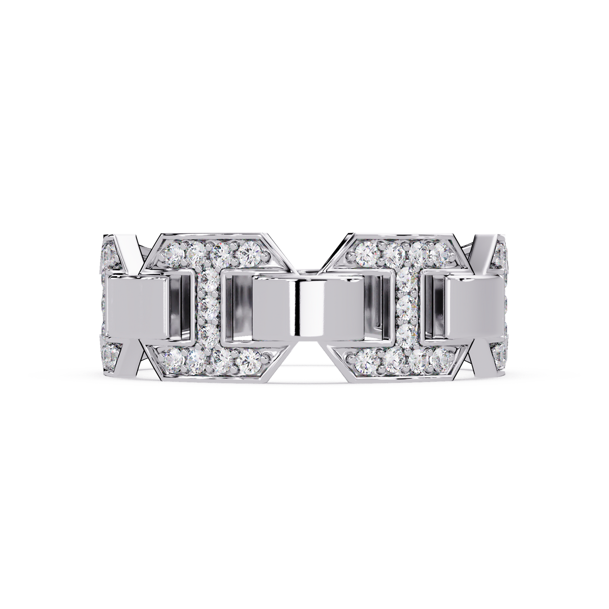 Hexagon Link Lab Grown Diamond Statement Ring - HIGHCARAT DIAMONDS