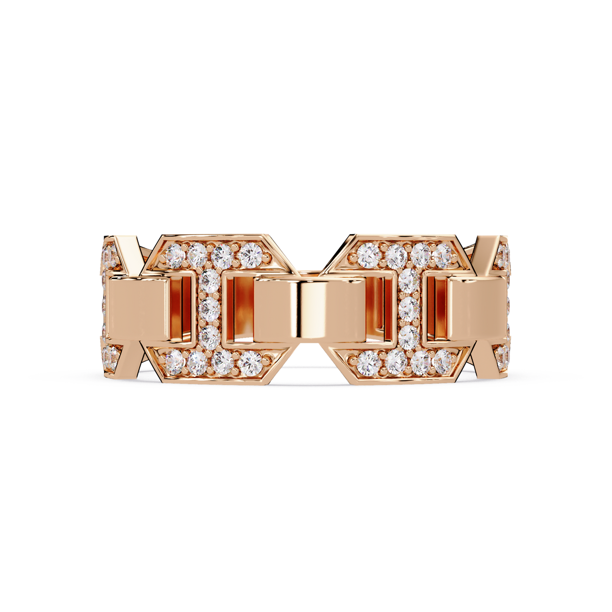 Hexagon Link Lab Grown Diamond Statement Ring - HIGHCARAT DIAMONDS