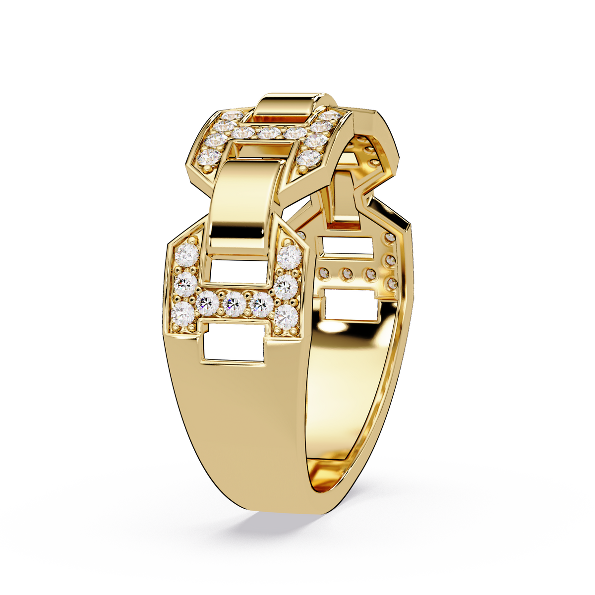 Hexagon Link Lab Grown Diamond Statement Ring - HIGHCARAT DIAMONDS
