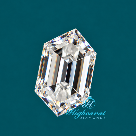 Hexagon cut lab grown diamond elongated stone