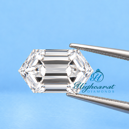 Elongated hexagon shape lab grown diamond