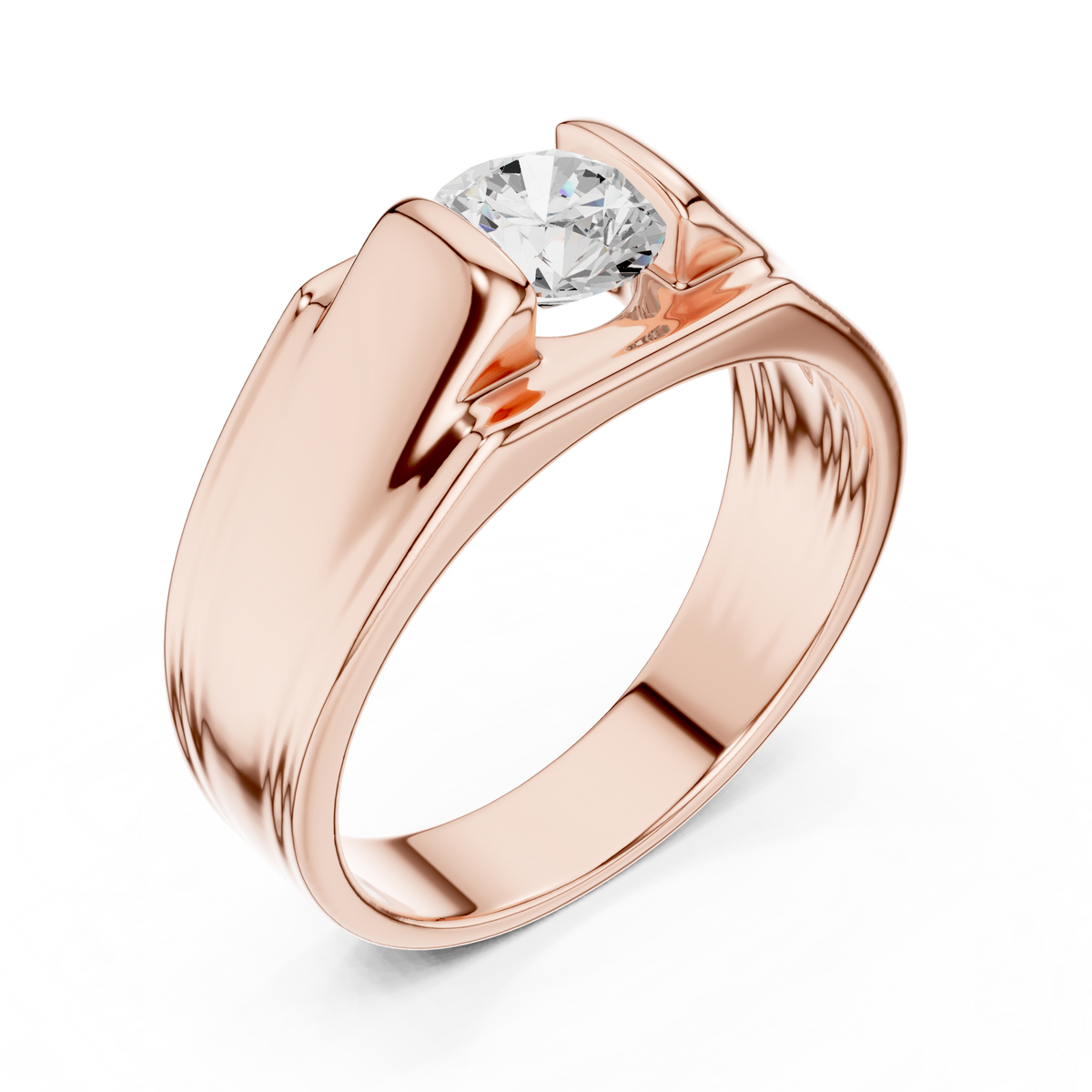1.00 Ct Round Shapes Lab Grown Diamond Ring Classic Vintage Men's Diamond Ring Daily Wear - HIGHCARAT DIAMONDS