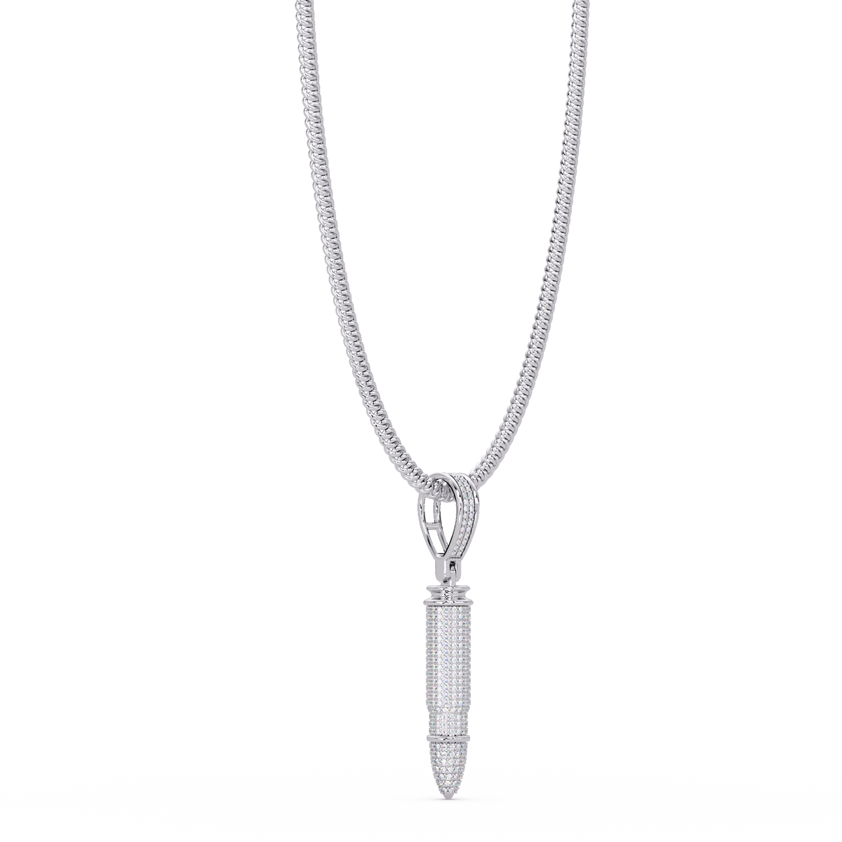 Iced Bullet Lab Grown Diamond Pendant Necklace - HIGHCARAT DIAMONDS