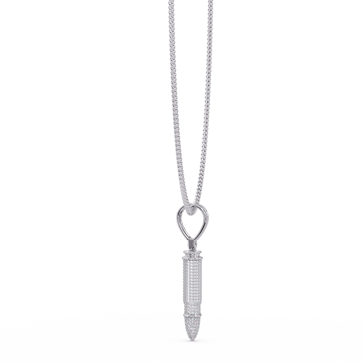 Iced Bullet Lab Grown Diamond Pendant Necklace - HIGHCARAT DIAMONDS