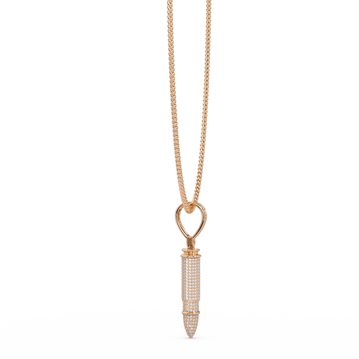 Iced Bullet Lab Grown Diamond Pendant Necklace - HIGHCARAT DIAMONDS