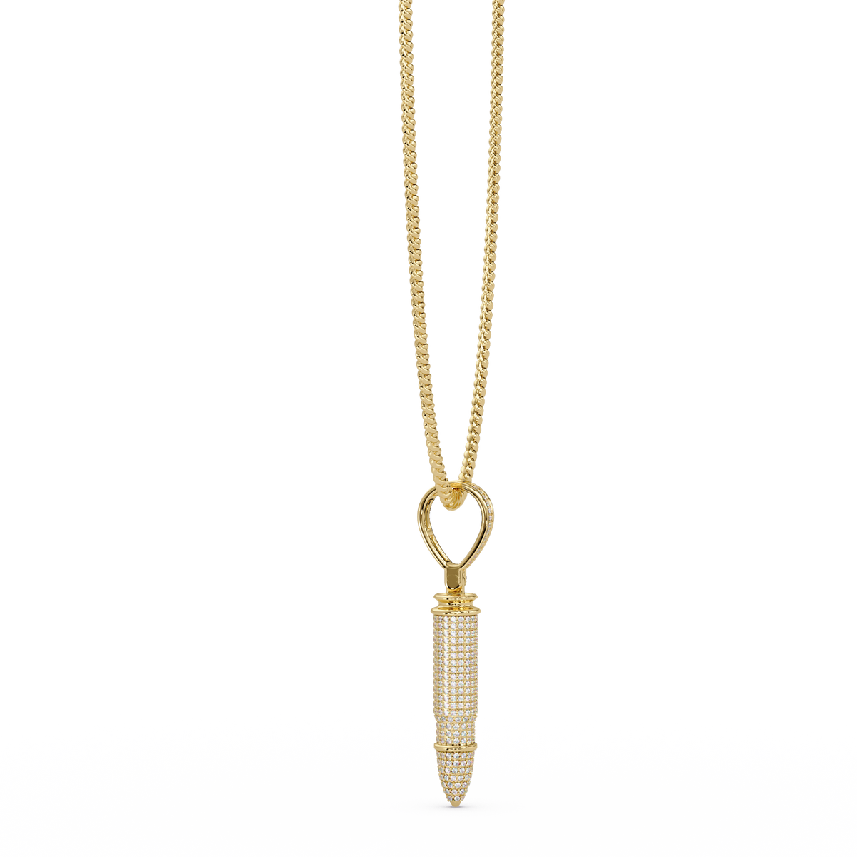 Iced Bullet Lab Grown Diamond Pendant Necklace - HIGHCARAT DIAMONDS