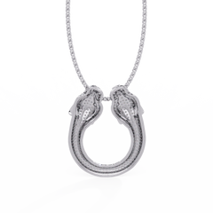 Iced Double Panther Head Lab grown Diamond Pendant - HIGHCARAT DIAMONDS