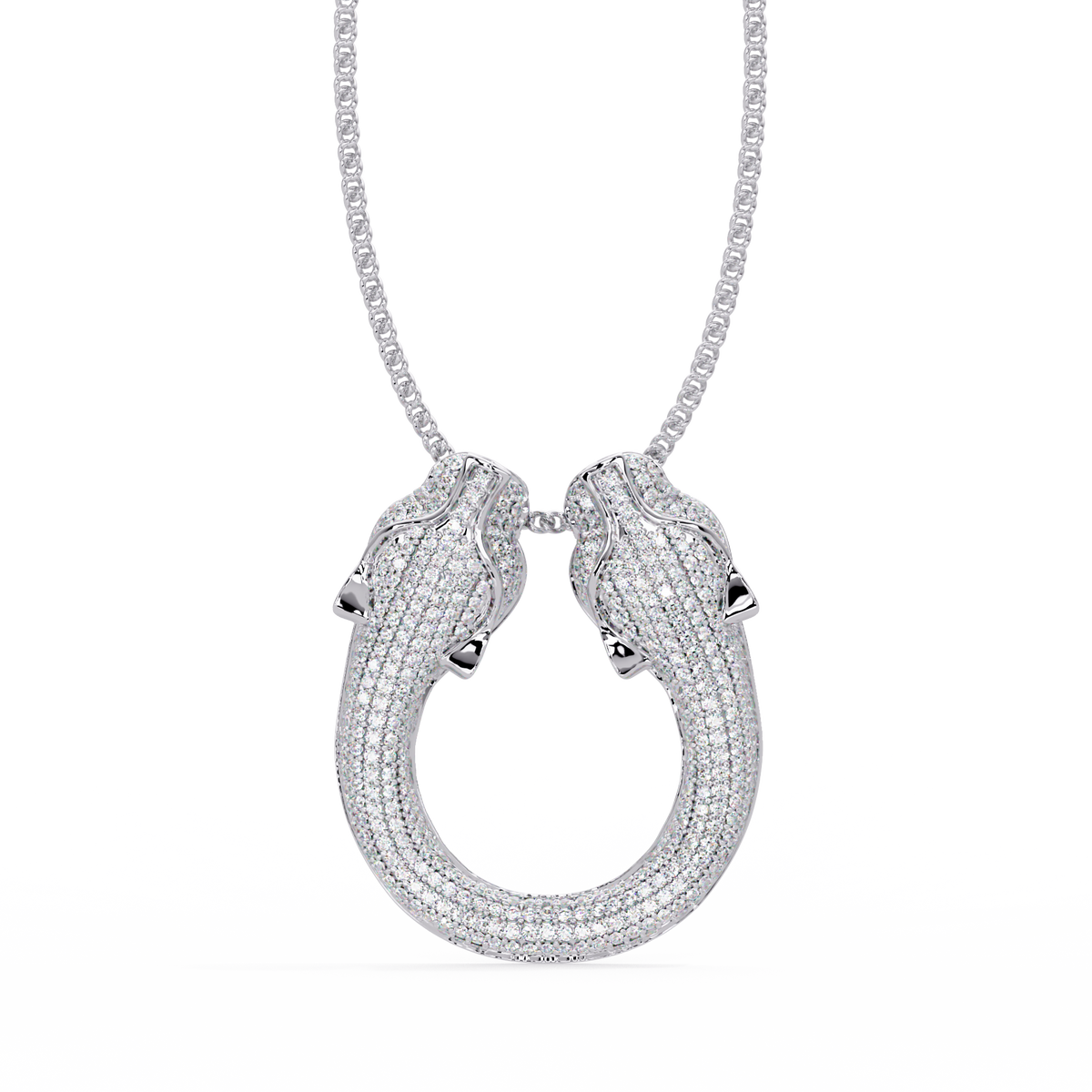 Iced Double Panther Head Lab grown Diamond Pendant - HIGHCARAT DIAMONDS