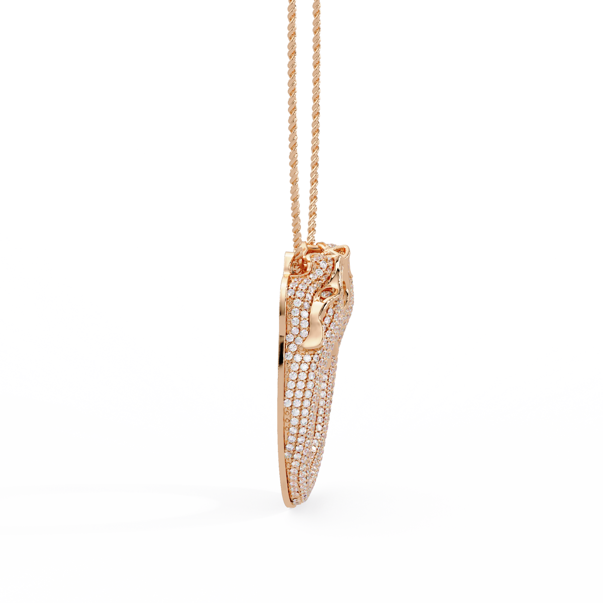 Iced Double Panther Head Lab grown Diamond Pendant - HIGHCARAT DIAMONDS