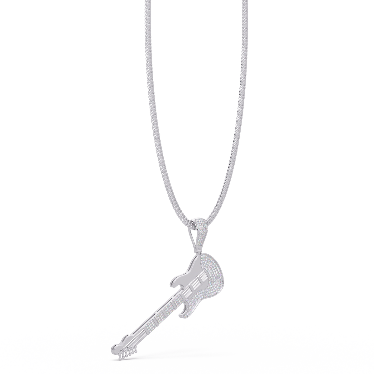 Iced Electric Guitar Lab Grown Diamond Pendant Necklace - HIGHCARAT DIAMONDS