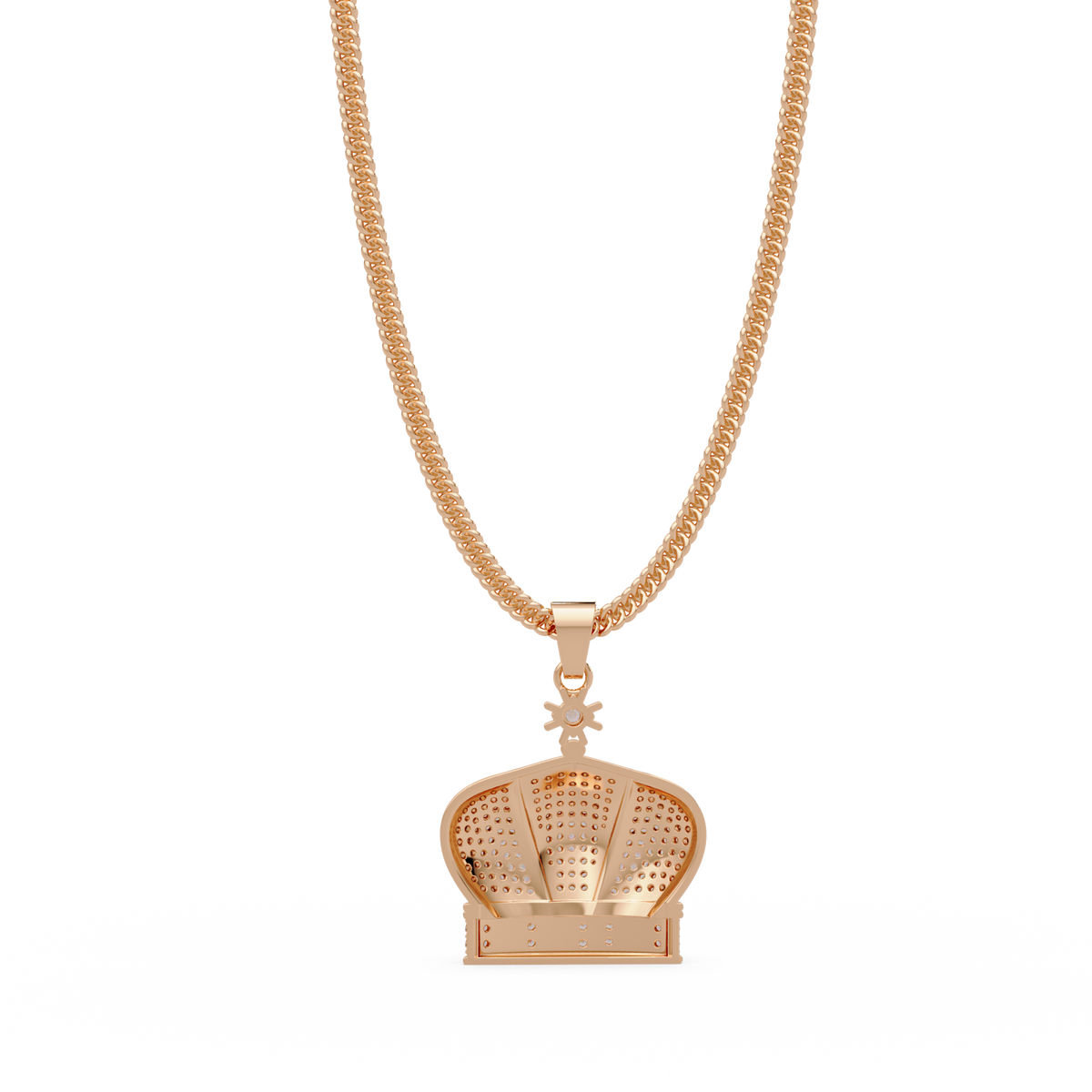 Iced Gold Crown King Lab Grown Diamond Pendant Necklace - HIGHCARAT DIAMONDS