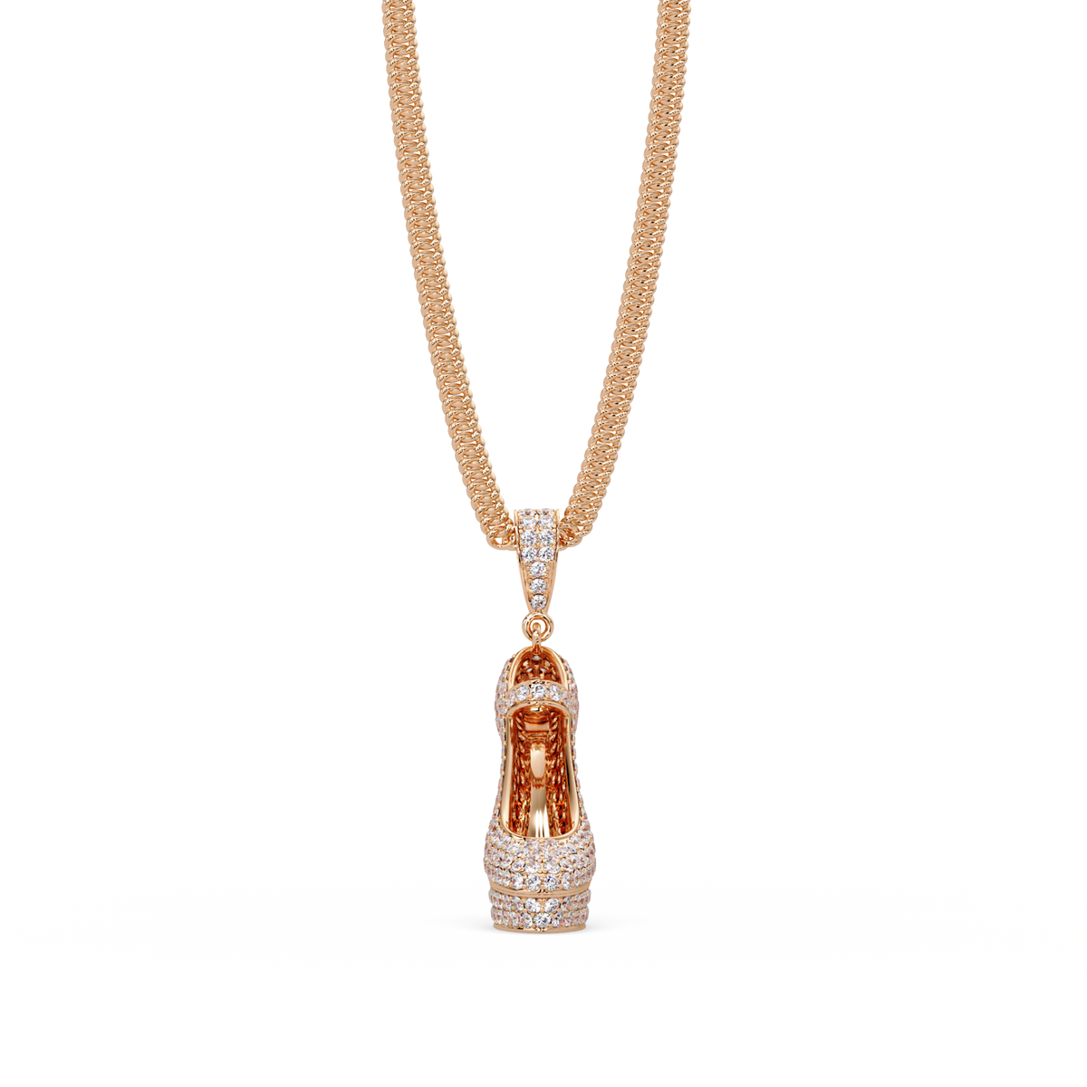 Iced High Heel Shoe Lab Grown Diamond Pendant Necklace - HIGHCARAT DIAMONDS