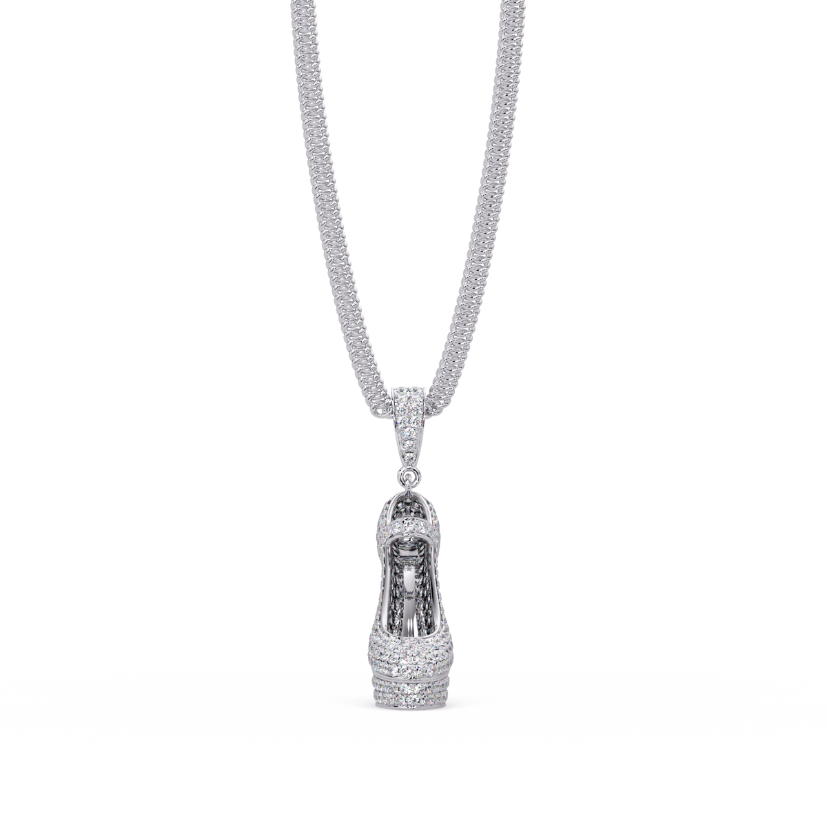 Iced High Heel Shoe Lab Grown Diamond Pendant Necklace - HIGHCARAT DIAMONDS