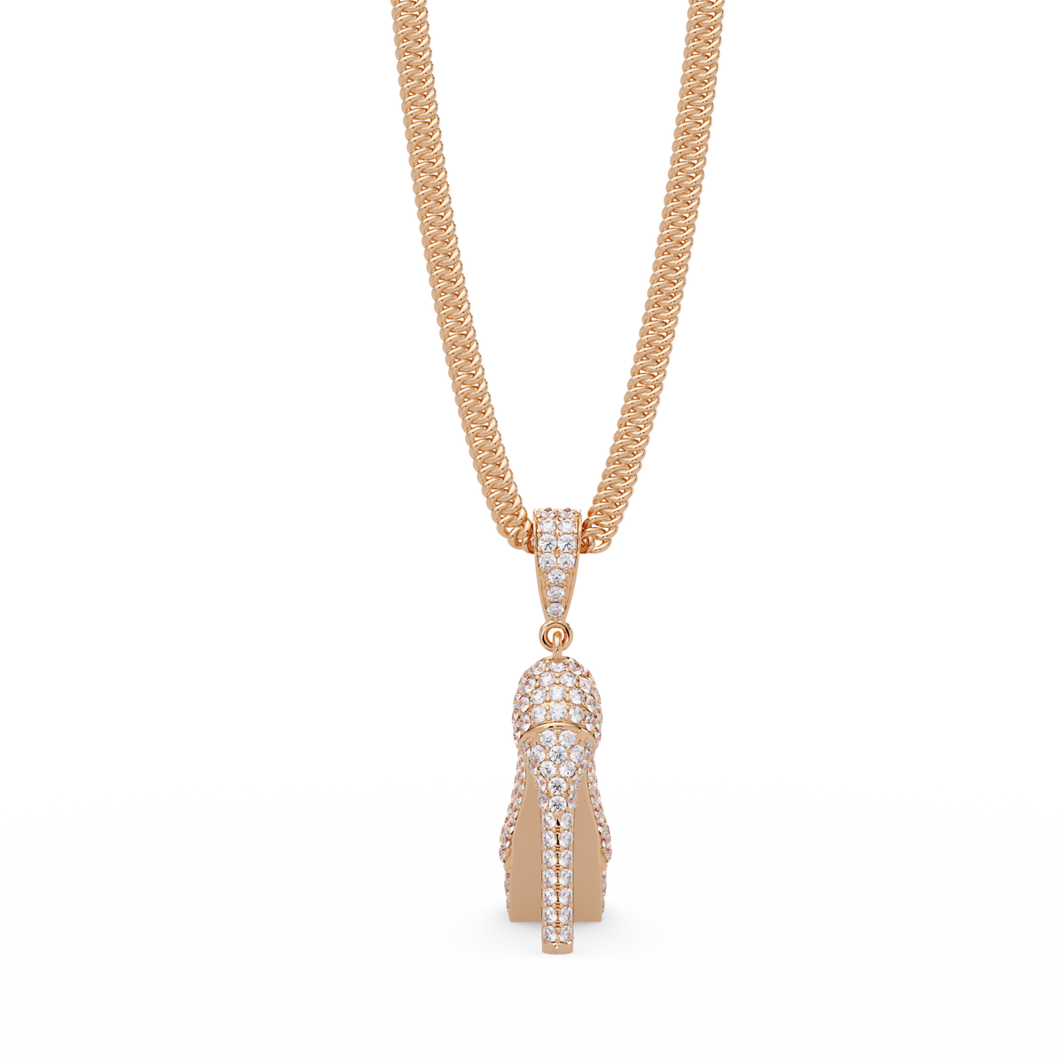 Iced High Heel Shoe Lab Grown Diamond Pendant Necklace - HIGHCARAT DIAMONDS