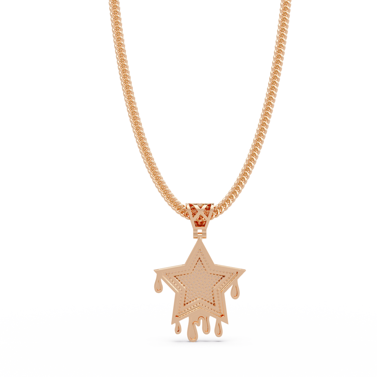 Iced Out Dripping Star Lab grown Diamond Pendant Necklace - HIGHCARAT DIAMONDS