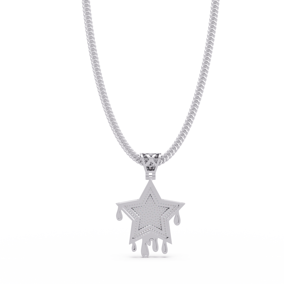 Iced Out Dripping Star Lab grown Diamond Pendant Necklace - HIGHCARAT DIAMONDS