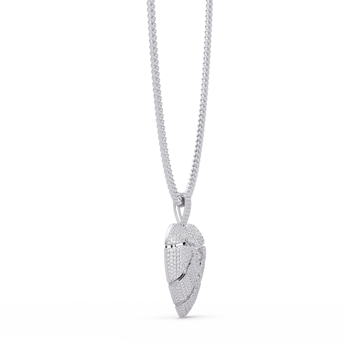 Iced Out Heart Leaf Lab grown Diamond Pendant Necklace - HIGHCARAT DIAMONDS