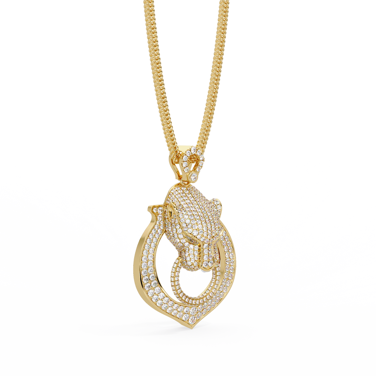 Iced Panther Drop Frame Lab Grown Diamond Pendant - HIGHCARAT DIAMONDS