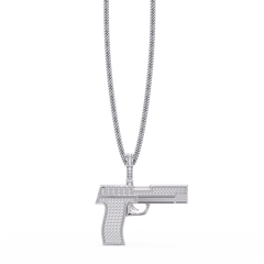 Iced Pistol Lab Grown Diamond Pendant Necklace - HIGHCARAT DIAMONDS
