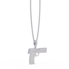 Iced Pistol Lab Grown Diamond Pendant Necklace - HIGHCARAT DIAMONDS