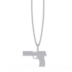 Iced Pistol Lab Grown Diamond Pendant Necklace - HIGHCARAT DIAMONDS