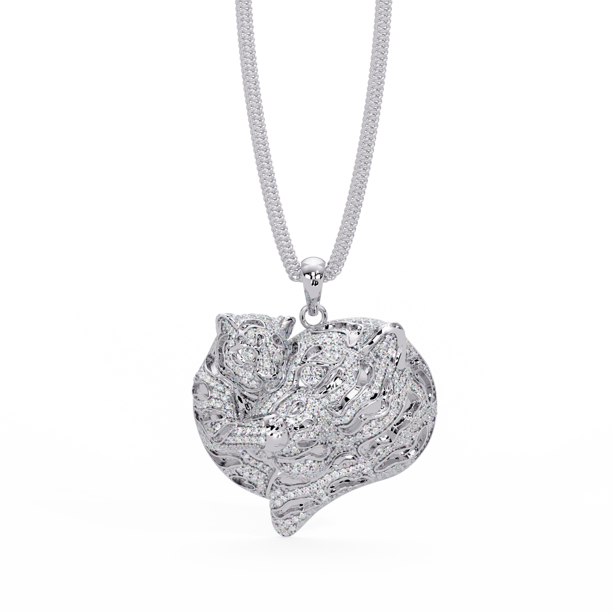 Iced Tiger Face Gold Lab Grown Diamond Pendant - HIGHCARAT DIAMONDS