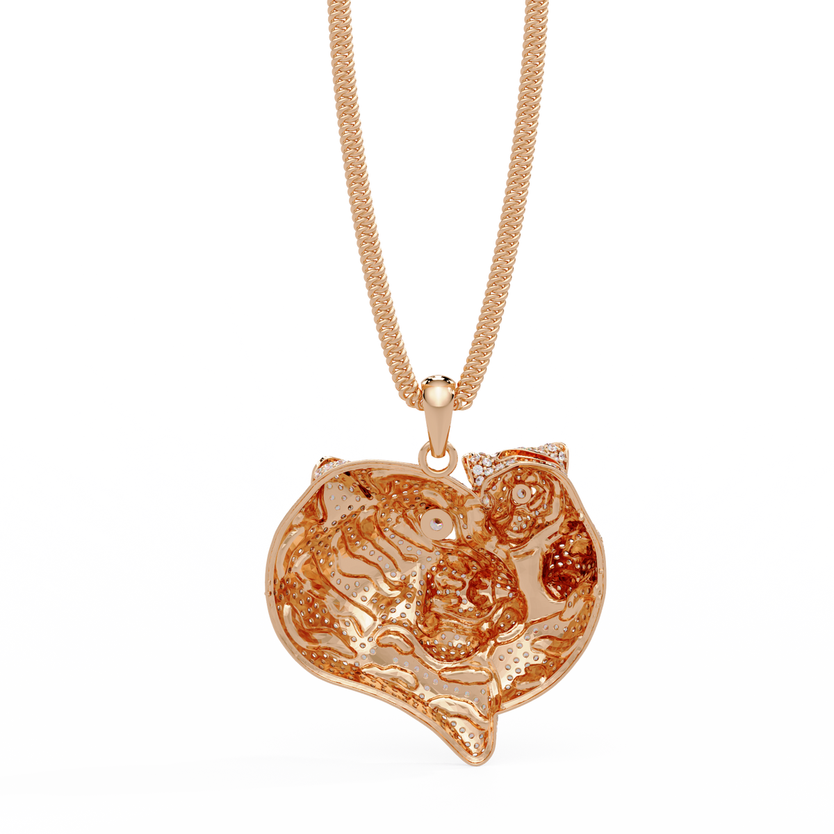 Iced Tiger Face Gold Lab Grown Diamond Pendant - HIGHCARAT DIAMONDS