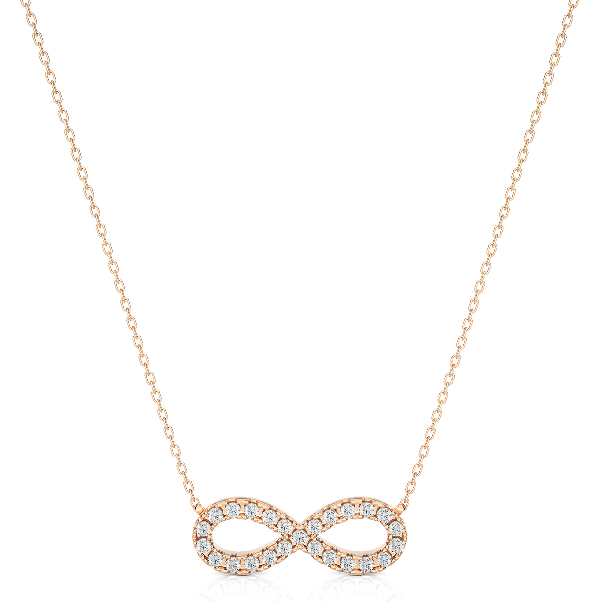 Round diamond infinity pendant necklace for women