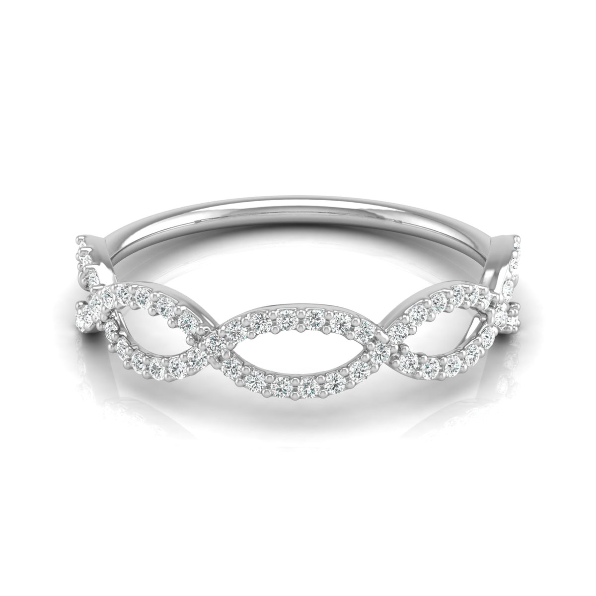 Trending Infinity Twisted Wedding Band Ring VS Clarity Lab Grown Diamond Half Eternity Band in 14KT Gold - HIGHCARAT DIAMONDS